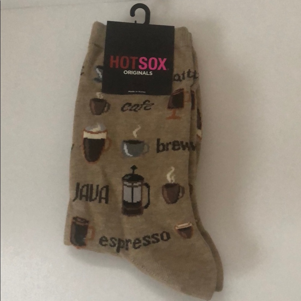 HOTSOX Tan Cafe Pattern NWT